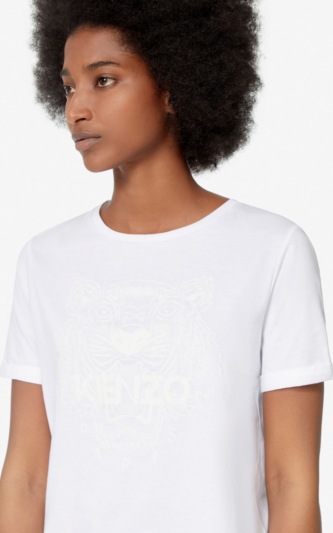 T Shirt Kenzo Femme Iridescent Tiger Blanche OHIFX-6734